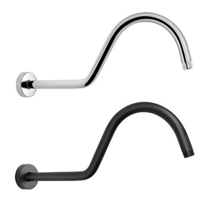 Cross-border black electroplating wall-mounted shower arm concealed top spray Rod shower head Question Mark tube 14-inch foreign trade