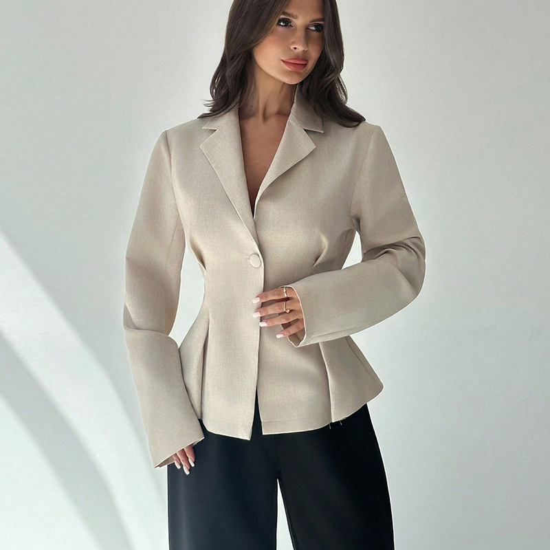 Stylish Women's Solid Color Cardigans Long Sleeve Blazer American Style Elegant Fashion Slim Fit Outerwear In Black White_voghion.com