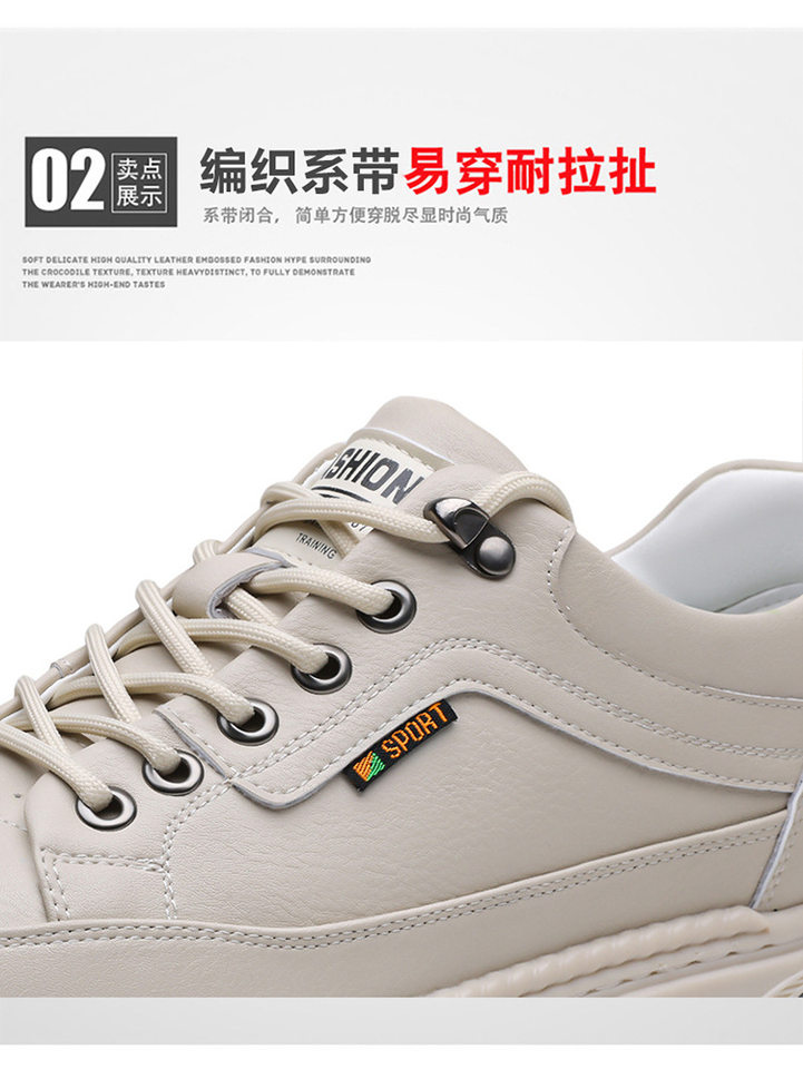 Giày da nam sneaker cổ thấp khâu chỉ thủ công, đế bằng, dây buộc phía trước — Màu nâu, Màu trắng, màu đen chi tiết 12