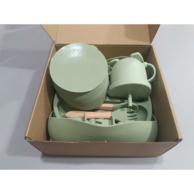 Juego de vajilla para bebés con complementos alimenticios de Corea del Sur Tazón de alimentos para bebés anti-caída de silicona Vajilla de alimentación para niños de grado alimenticio