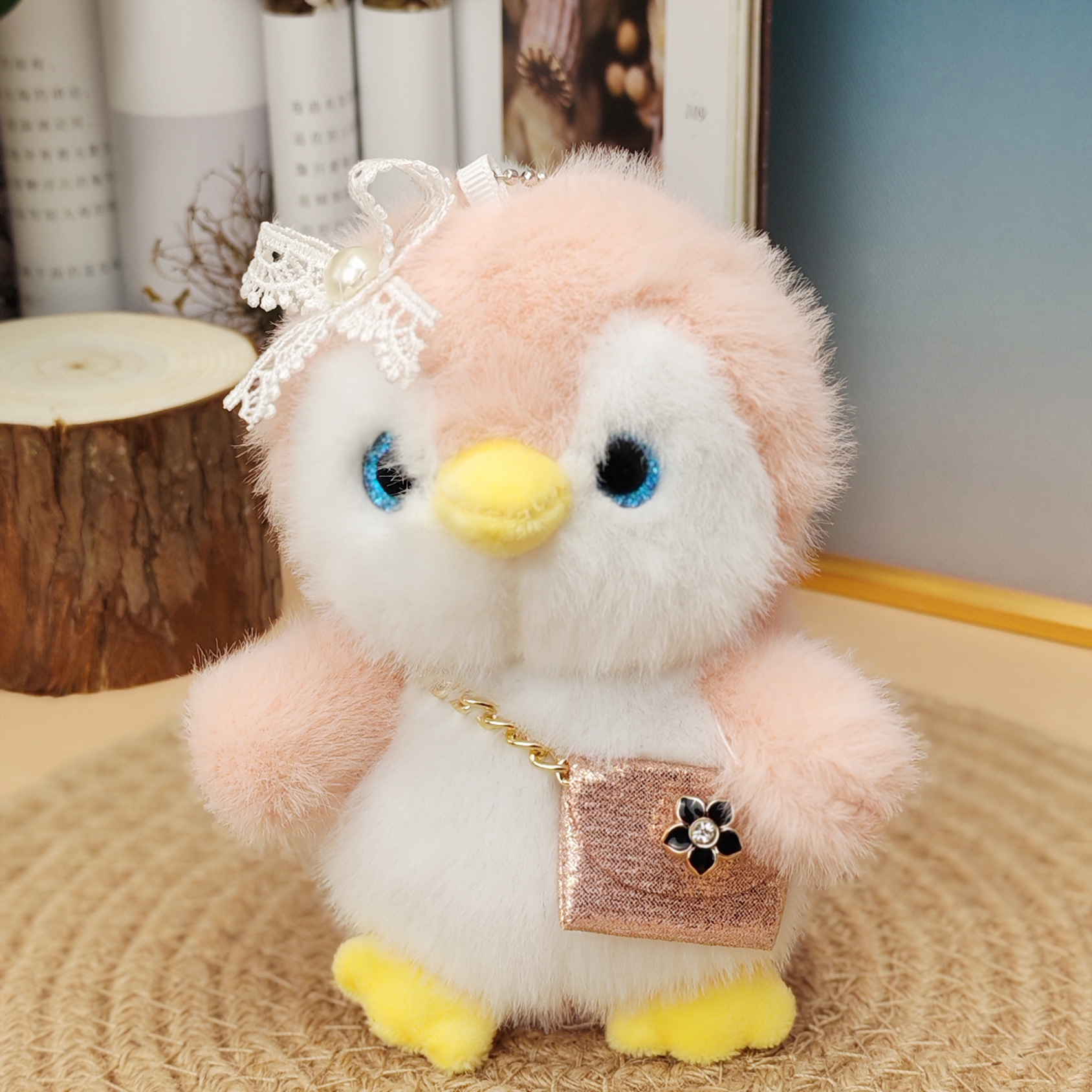 Celebridades de Internet estilo caliente pareja pingüino colgante de felpa pareja lindo par de juguetes de peluche llavero colgante pequeño regalo