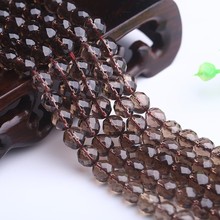 天然茶水晶64/128刻面切面散珠半成品長鏈 DIY手工串珠飾品配件