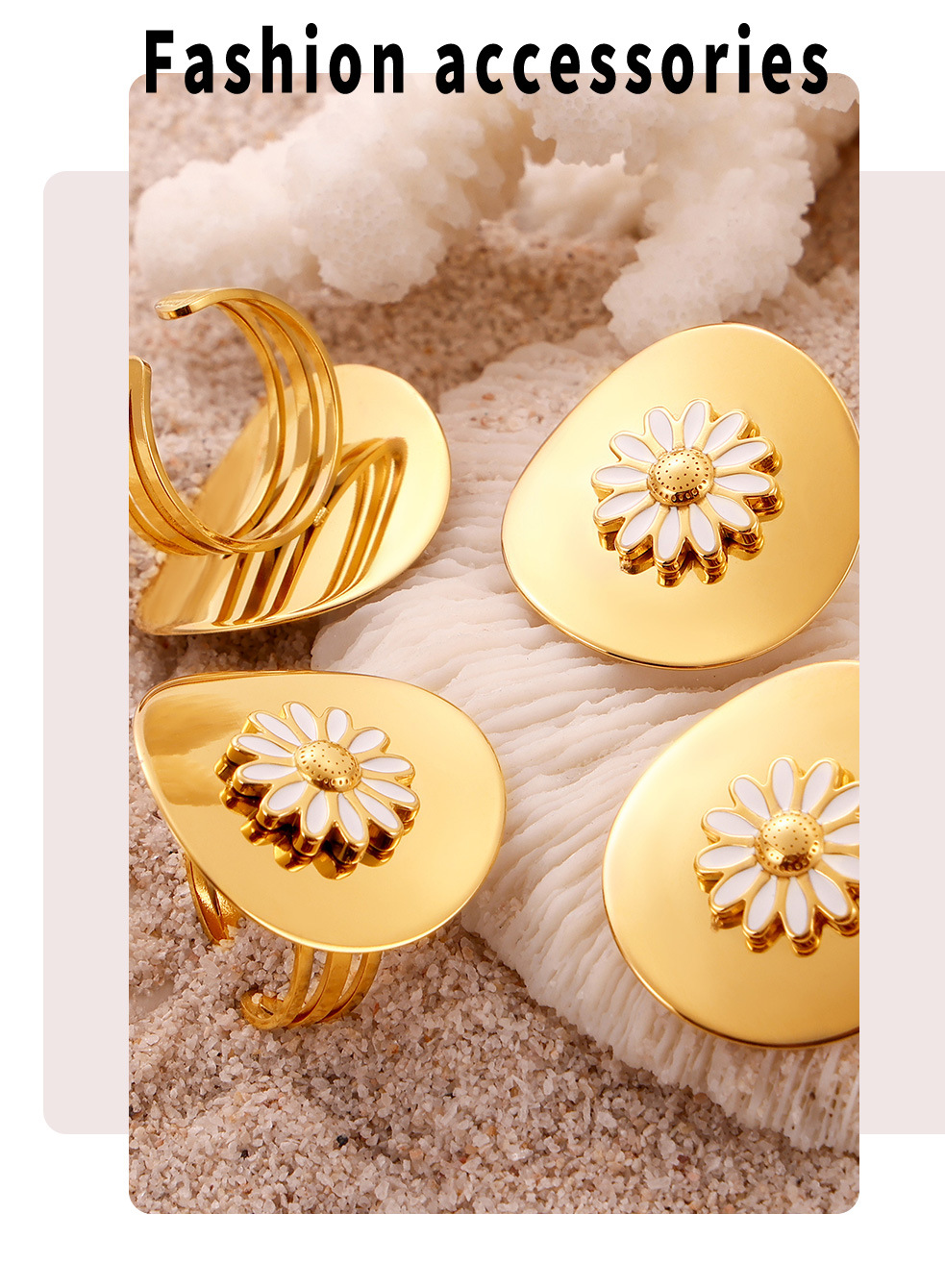 Boucles d'oreilles pendantes Drip Oil Niche Design Fleur, style marguerite, polyvalentes et élégantes. Ensemble de boucles d'oreilles anneaux circulaires haut de gamme._voghion.com