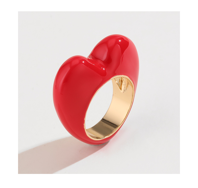 Date Occasion Alloy Material Heart Shape Pattern Wholesale Jewelry Cute Heart Shape Alloy Enamel Rings