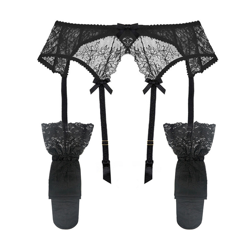 Garter stockings one-piece Garter suit European and American sexy lace suspenders clip see-through temptation stockings