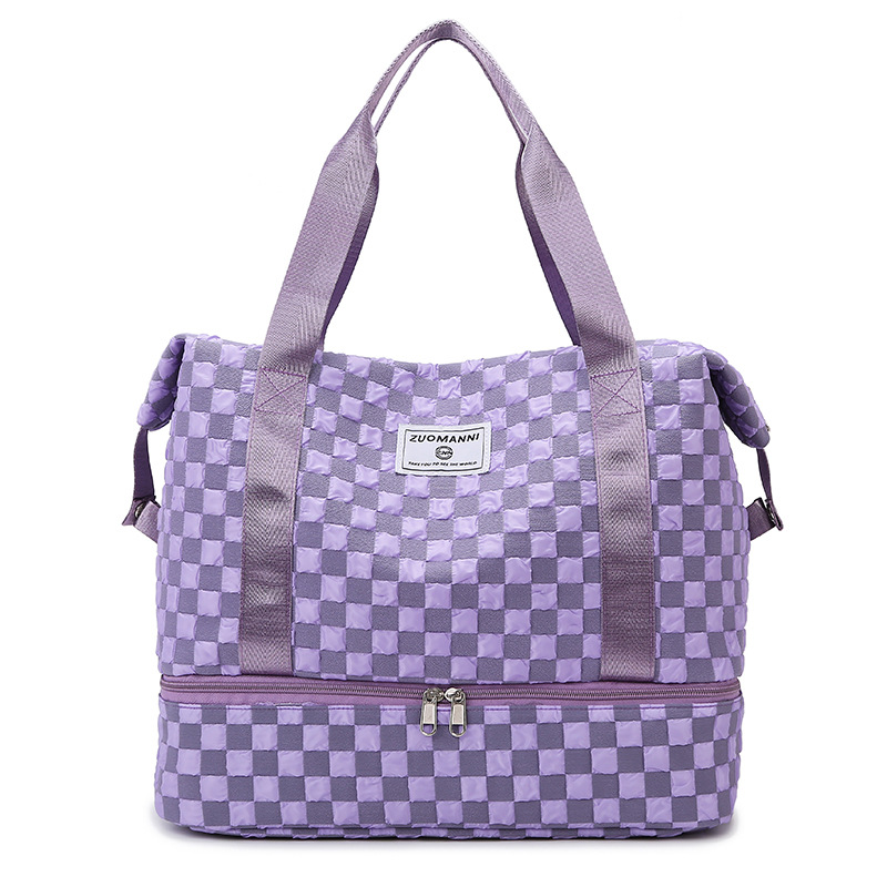 Bolsa de viaje portátil plegable con barra de tracción para mujer, bolsa de almacenamiento de equipaje de gran capacidad para hombre, bolsa de yoga de fitness para deportes secos y húmedos