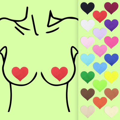 现货透气自粘乳贴缎面胸部防走光贴可爱大心形一次性隐形胸贴