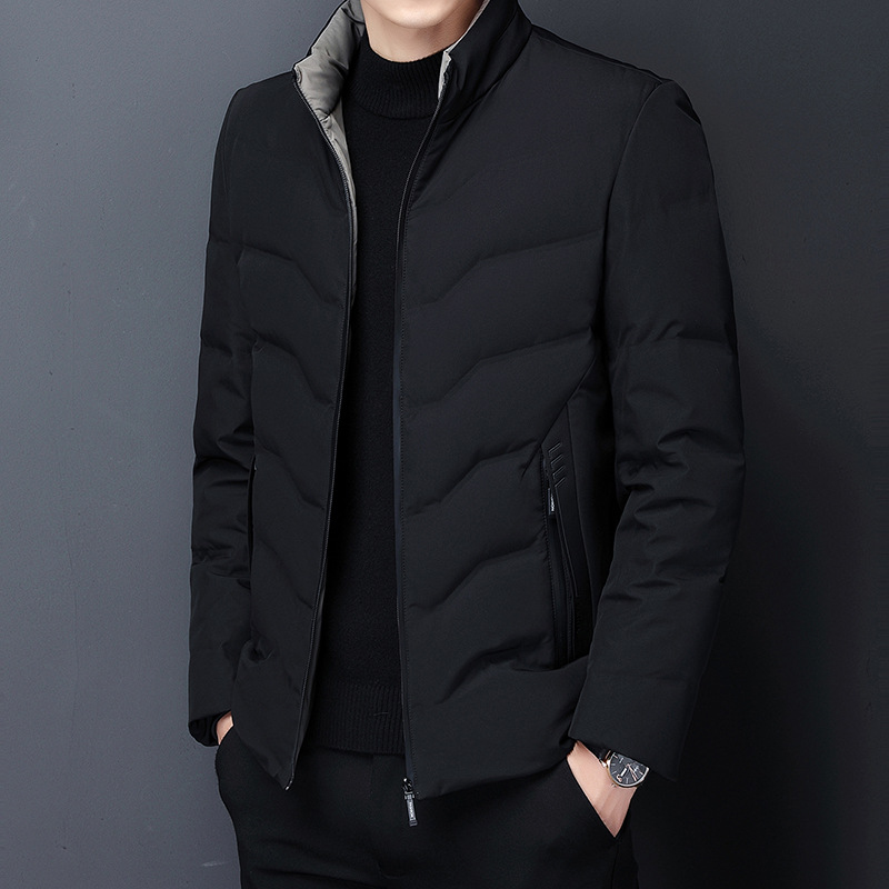 90%白鸭绒 男士冬季立领羽绒服轻便小短款爸爸装白鸭绒外套