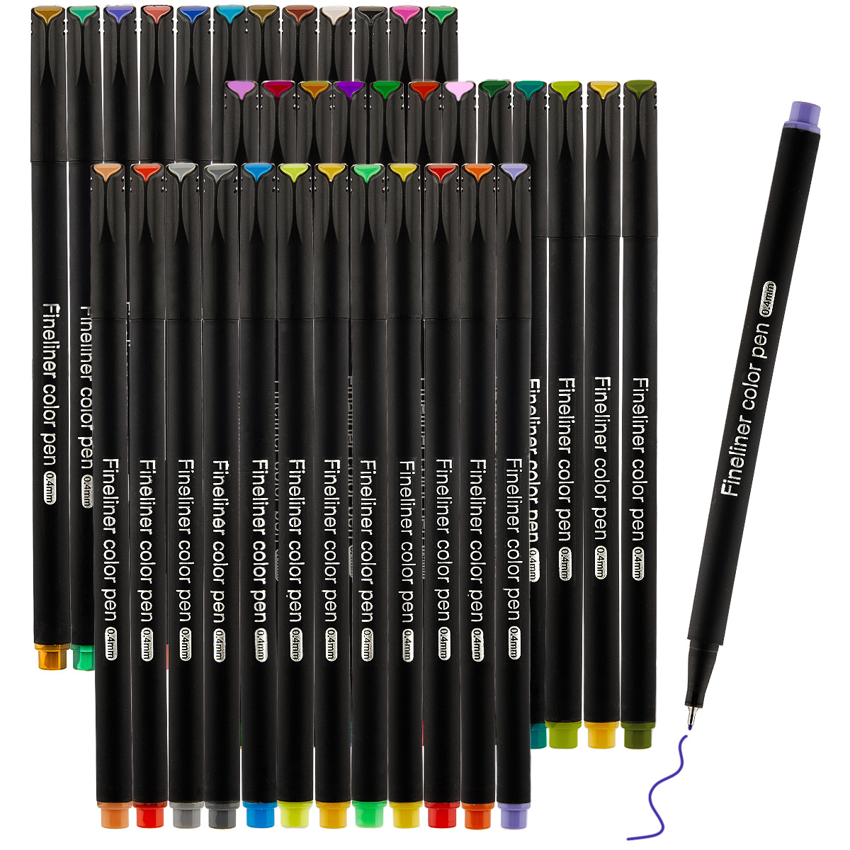 Amazon's Popular 100-Colorful Hook Line Pen Kidsren's Hand-Painted Stroke Art Special Quick-Drying Needle Tube Drawing Pen