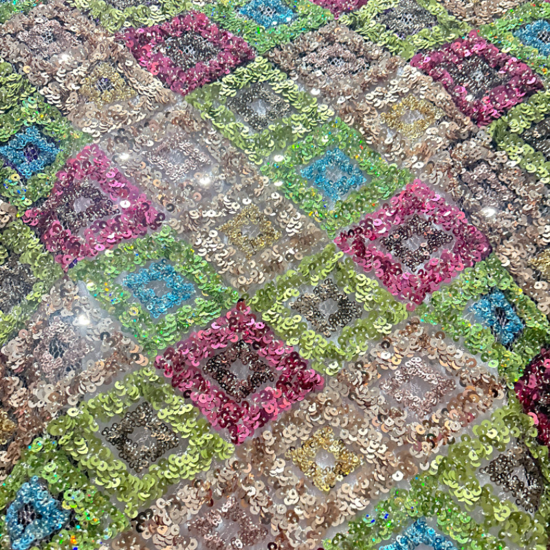 新款多色靓丽亮片绣现货 唯美婚纱晚礼服女裙演出时装珠绣面料