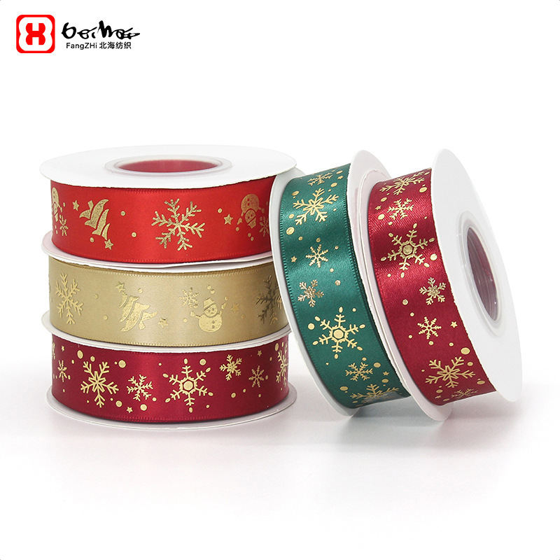 Cintas de Navidad, cintas de regalo, accesorios de Navidad, decoración DIY, cinta de poliéster estampada