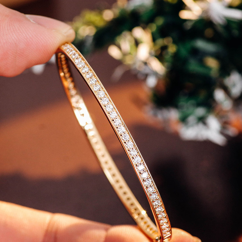 Tiktok Live Streaming Hot-Selling 18K Gold Moissanite Bracelet Niche High-End Super Shiny Bracelet for Women Jewelry Wholesale