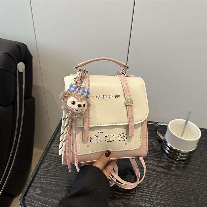 Women's Square Backpack British Style Retro Commuter Rucksack_voghion.com