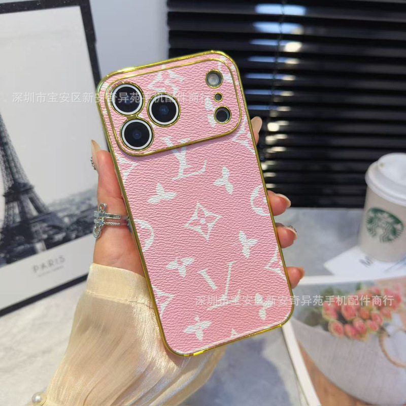 跨境爆款电镀贴皮保护套适用iPhone17Promax高级感防摔苹果手机壳|undefined