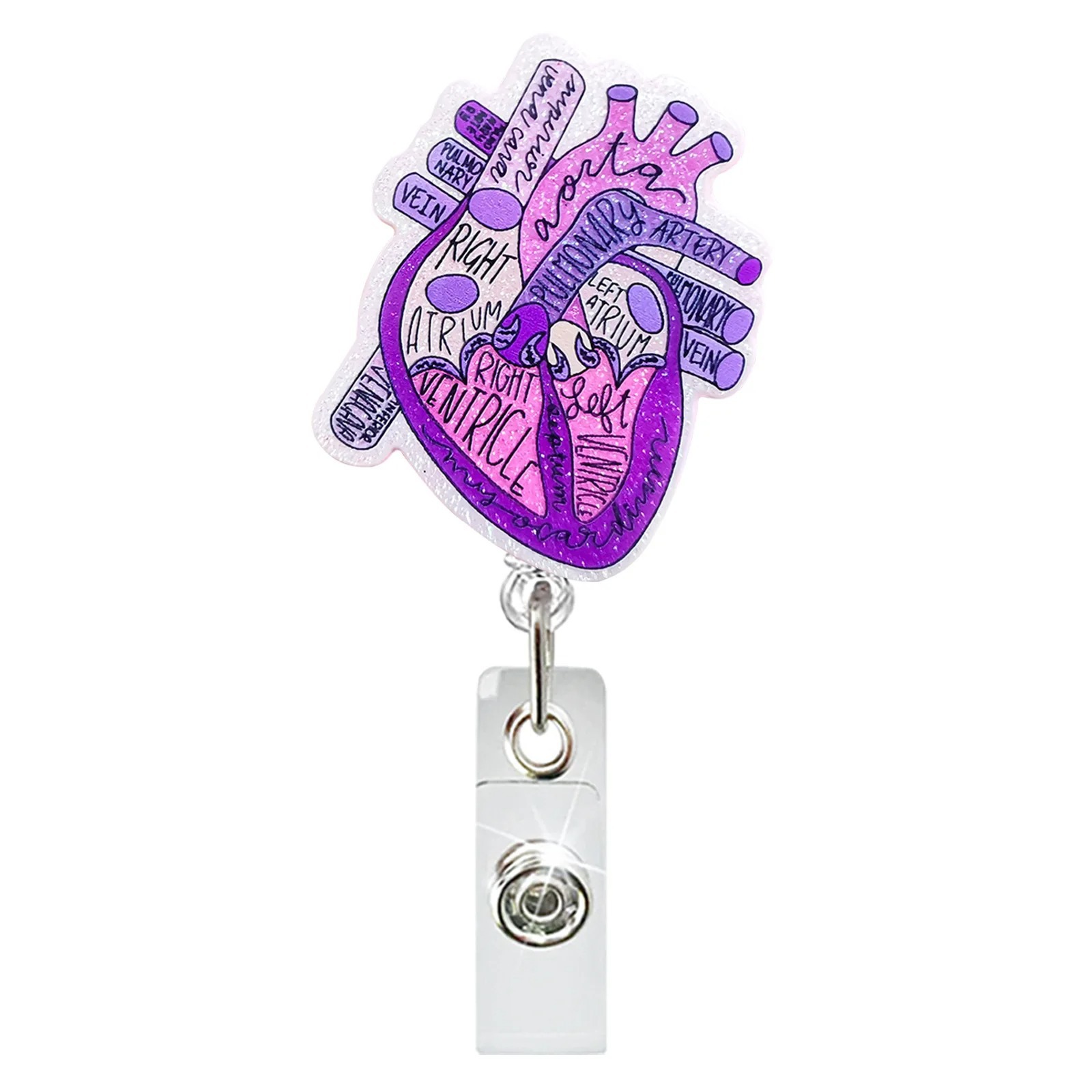Etiqueta de etiqueta de venta caliente transfronteriza en lugar de acrílico divertido brillo clip de insignia telescópico hebilla de identificación hebilla fácil de tirar