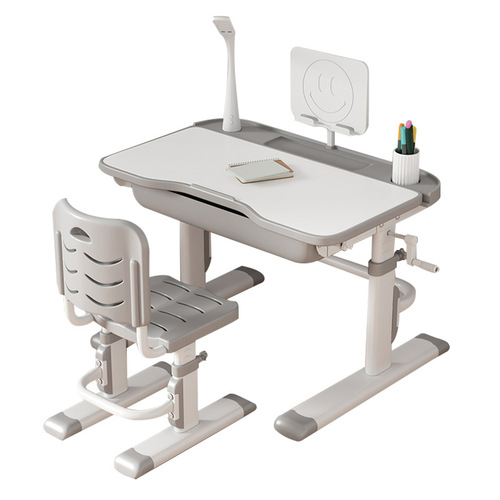 Children's Learning Desk, Primary School Student Writing Homework Desk, Home Use Simple Children's Study Desk and Chair, Adjustable Height Table Set