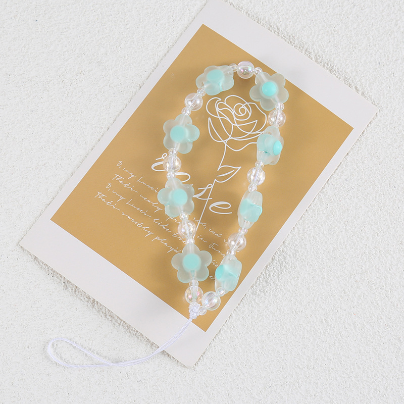 Flor cordón DIY teléfono móvil Shell cadena hecha a mano con cuentas fresca pequeña flor colgante cadena joyería decorativa cadena colgante