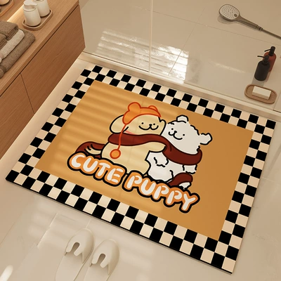 Avtomobil döşəmə paspasları — Bathroom Water Absorbent Quick-Drying Foot - snuggle-puppy-4060cm-diatom-mud