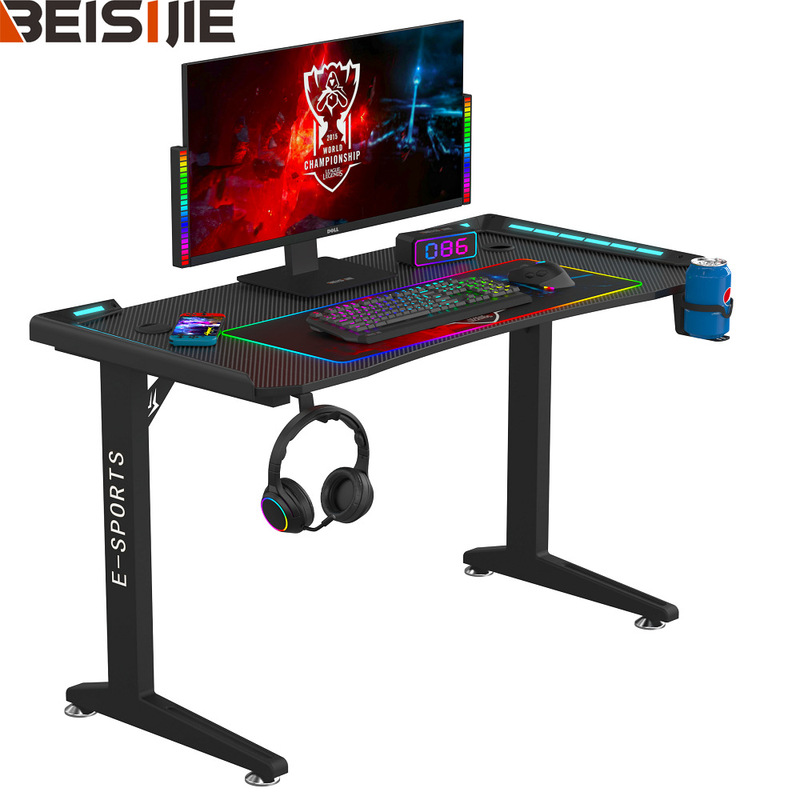 Z-Shaped Colorful Running Light Gaming Table, Internet Cafe Gaming Table, Irregular-Shaped Competition Table, Internet Cafe Desktop Computer Table, Office Desk Surface