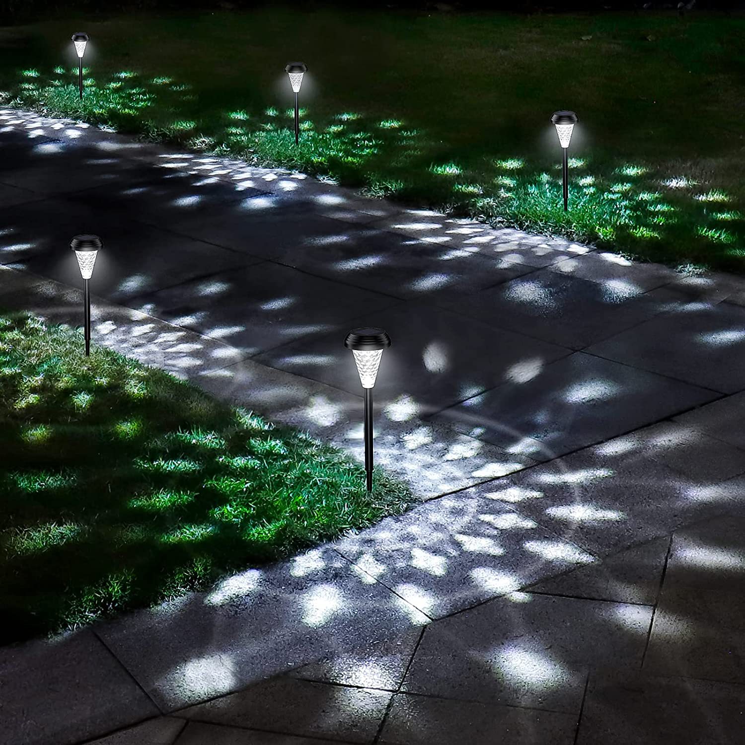 跨境太陽能花園燈 高品質戶外庭院裝飾氛圍不鏽鋼玻璃LED地插燈