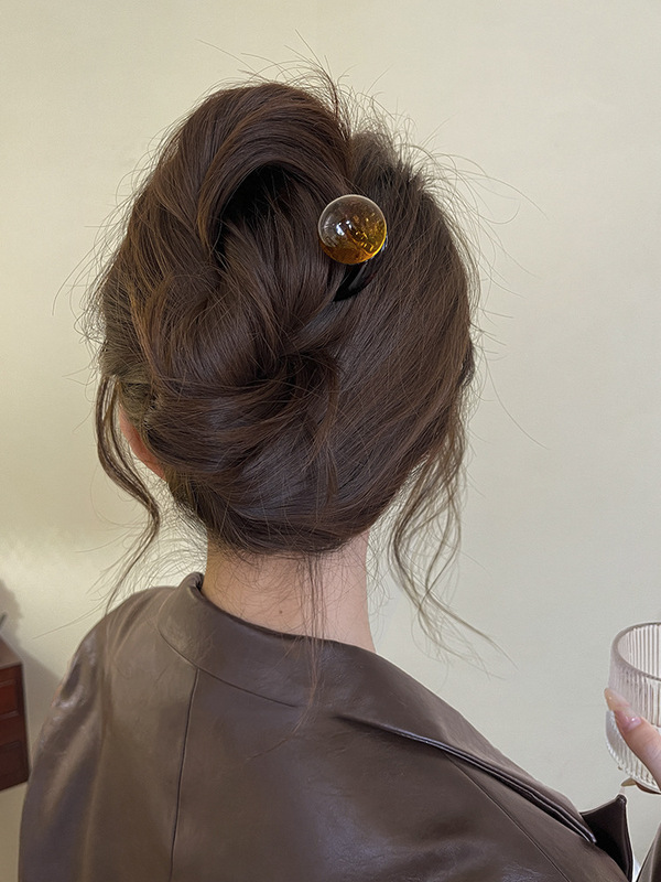 フレンチレトロU字型ヘアスタイルレディースハイエンドシンプルサマーボールヘアスタイルアクセサリー2025新作Lサイズ新作|undefined