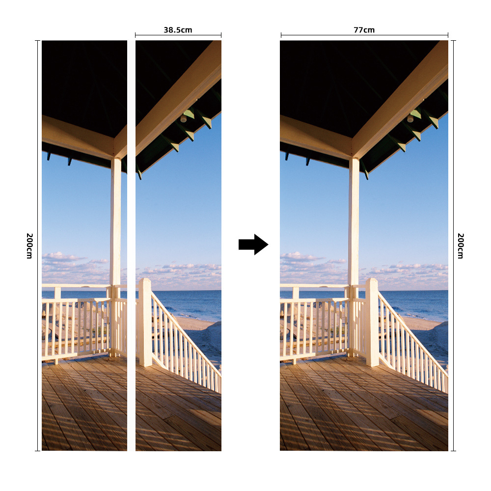 Pegatinas para puertas 3D respetuosas con el medio ambiente, autoadhesivos, fabricantes de origen al por mayor, patrones populares transfronterizos de alta definición, adhesivos para puertas impermeables, a prueba de aceite y antiincrustantes