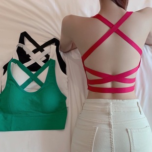 Backless Beautiful Back Chest Wrap Hot Girl Sexy Outer Wear Back Cross Hollow Camisole Short Base Top Summer Top