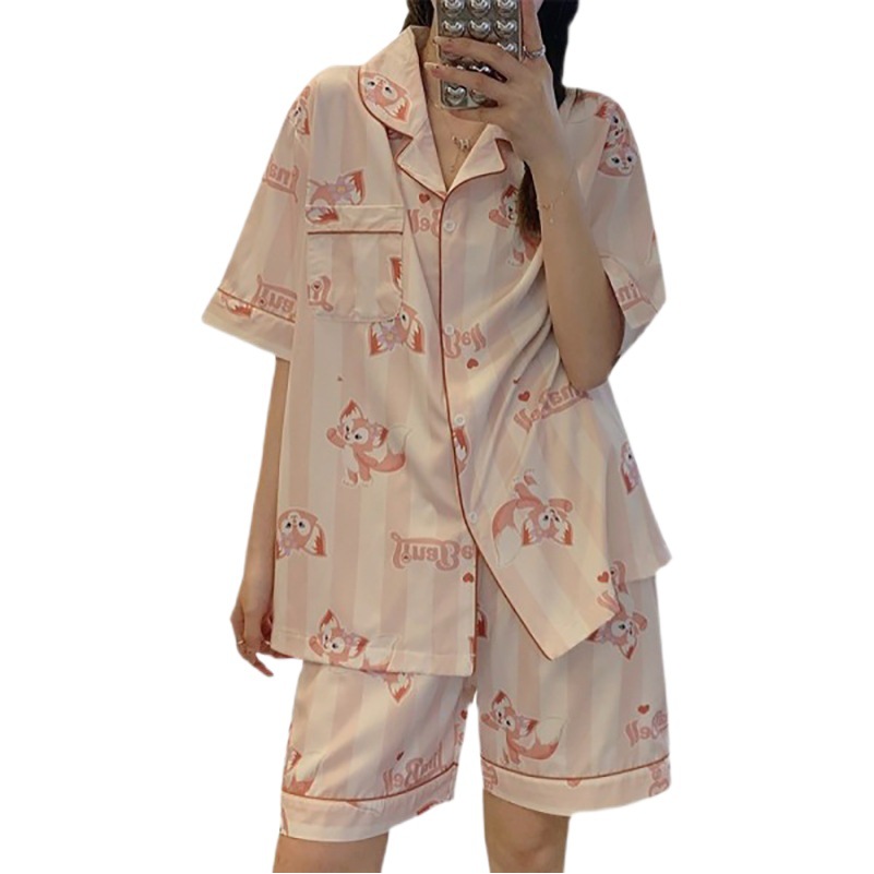 2025 nuevo pijama de seda de verano para mujer, estilo coreano de verano, pantalones cortos de manga corta, traje de servicio a domicilio delgado