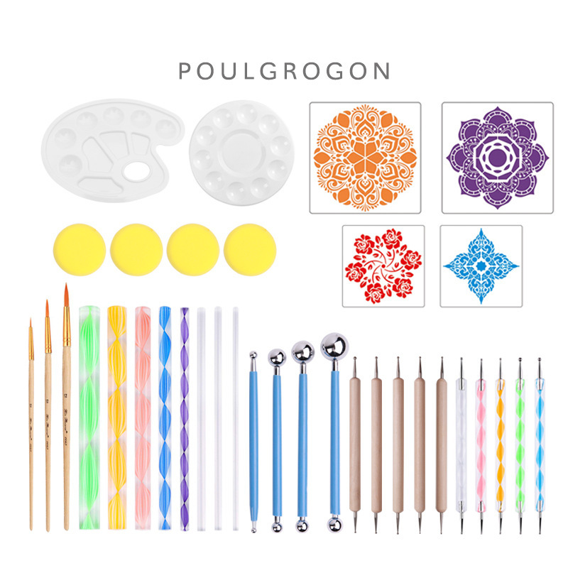 Juego de Herramientas de Pintura Mandala de Plástico y Acrílico, DIY para Pintar a Mano