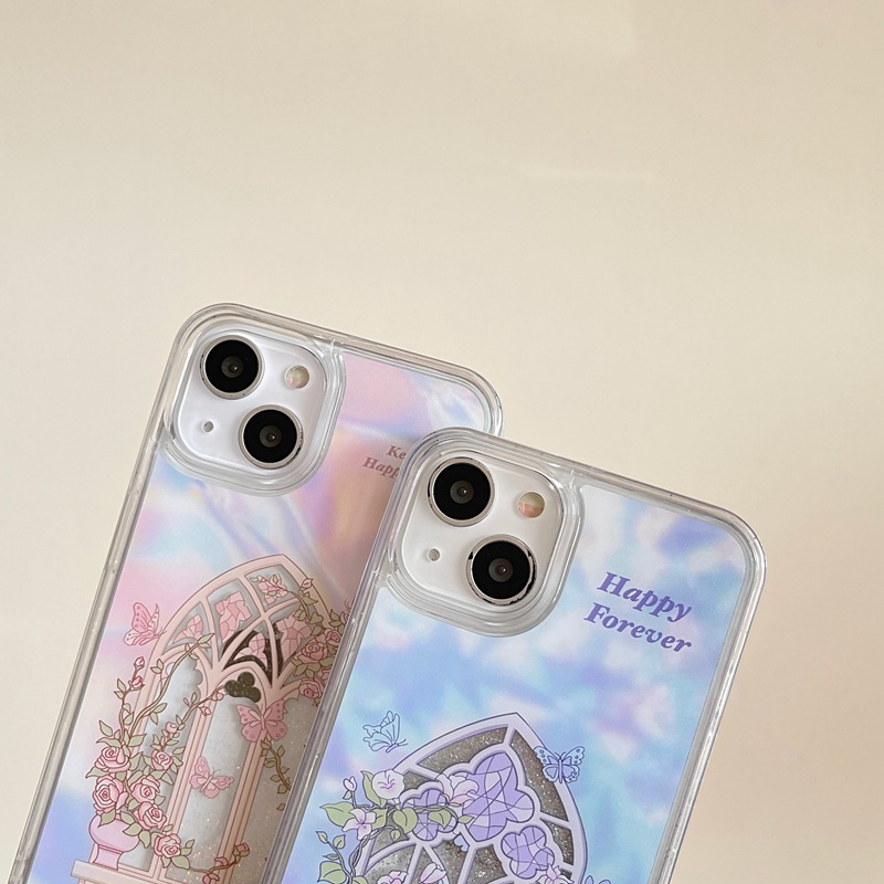 Glittering Pink Flowing Sand Phone Case For Iphone 15 Pro Max_voghion.com