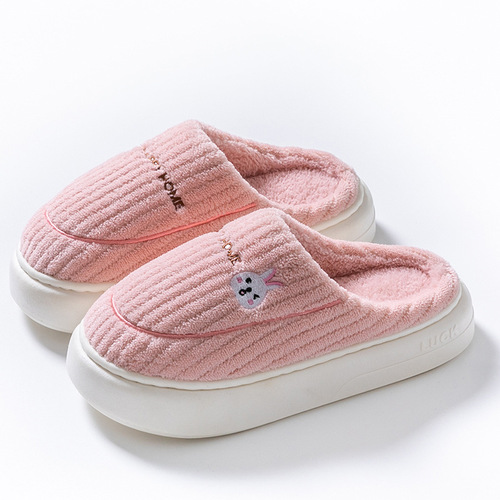 New style poop cotton slippers men's autumn and winter indoor thick sole to keep warm, household velvet bag and hair mop