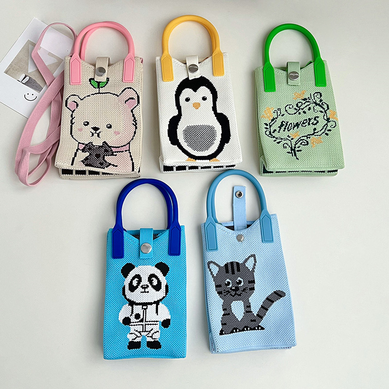 Bolsos móviles de mujeres lindos patrones de dibujos animados bolsos de punto bolsos mochilas casuales de moda bolsos de estilo exterior