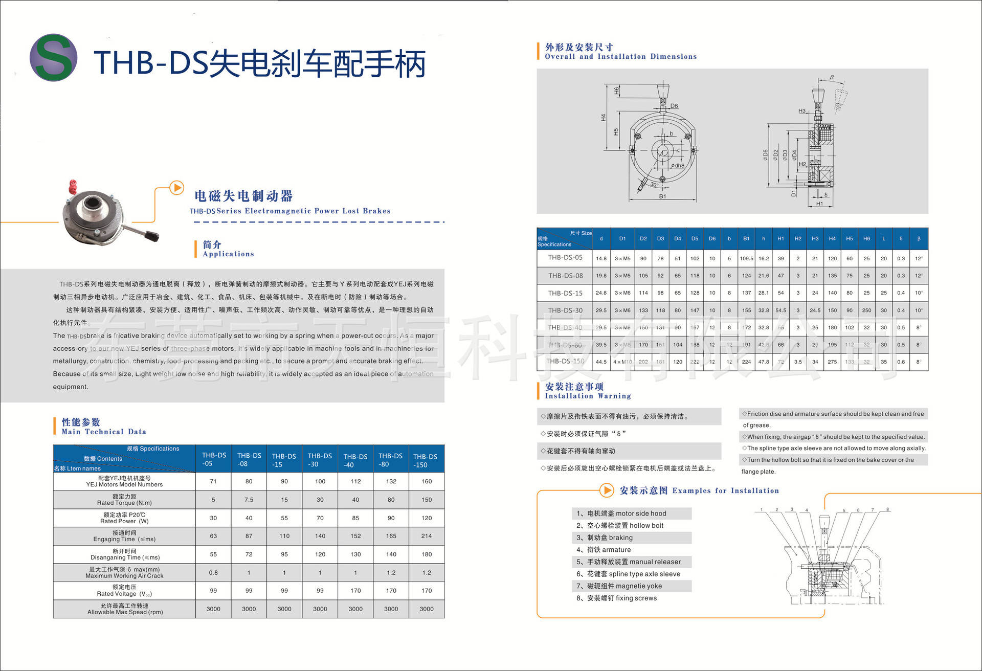 1. THB-DS失电刹车+手柄