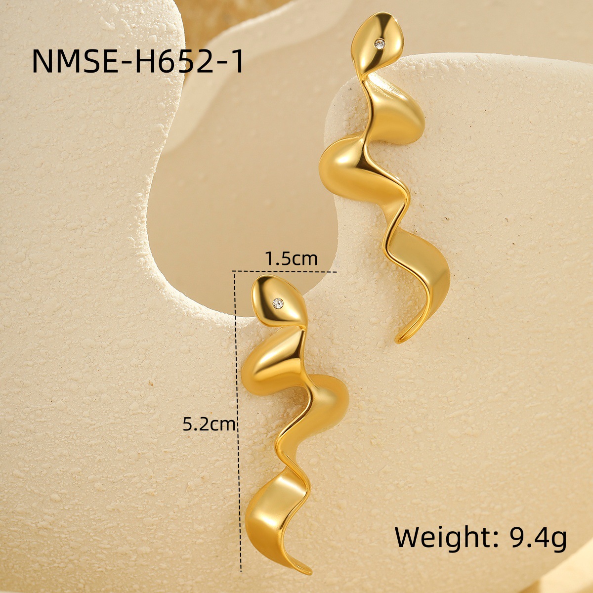 All Seasons Season PVD Coated Real Gold Plated Snake 304 Stainless Steel Vintage Style Classic Style Waterproof Non Tarnish Ear Studs