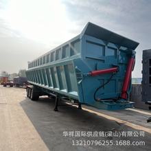 跨境供应欧式自卸拖车，专业拉煤运输侧翻自卸车欧式侧翻自卸车