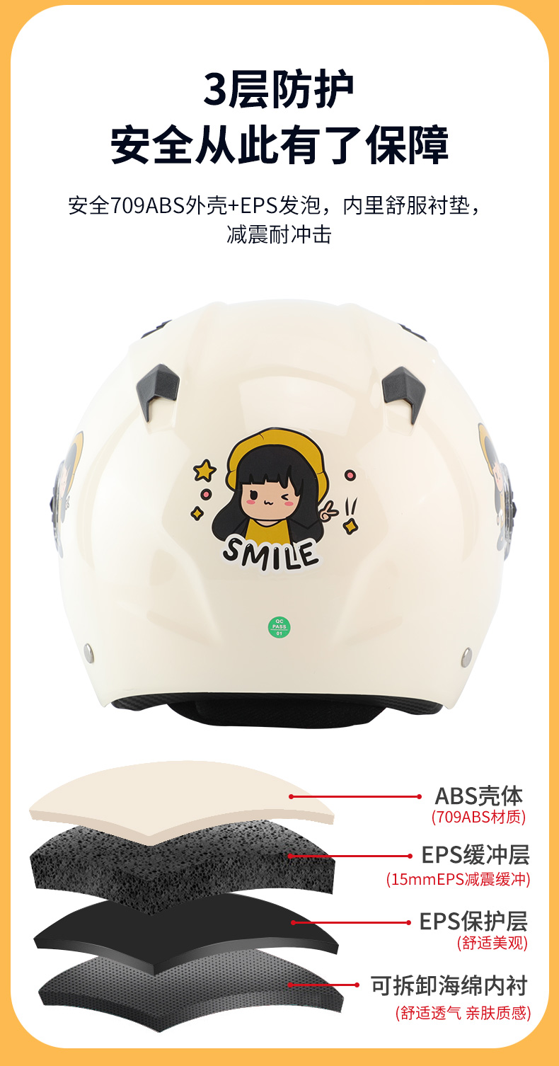 3C Certified Electric Vehicle Helmet, Motorcycle Helmet for Men and Women, Suitable for All Seasons, Summer Sun Protection Half Helmet, Safety Helmet That Doesn'T Flatten Hair