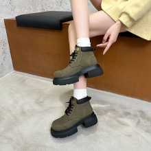 欧洲站真皮马丁靴女2025新品复古短靴女大头工装靴子女厚底休闲鞋