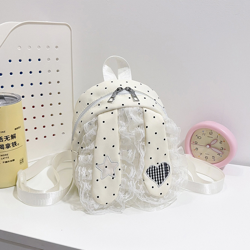 Indigo gauze rabbit ear student backpack, Japanese cute girl backpack, high aesthetic casual versatile travel backpack