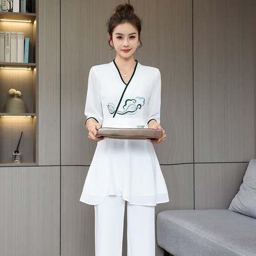 Beauty salon beautician work clothes female spa health center club ear picking technician clothes high-end temperament suit Chinese style
