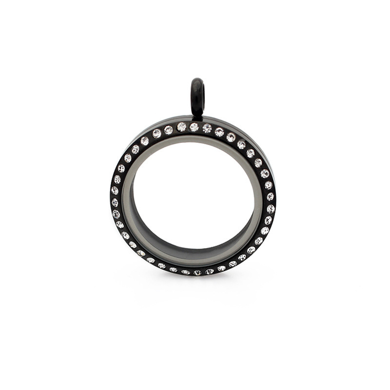 Gawu caja de acero inoxidable redonda de cristal caja de la foto cinabrio COLLAR COLGANTE hombres y mujeres Universal de múltiples tamaños disponibles