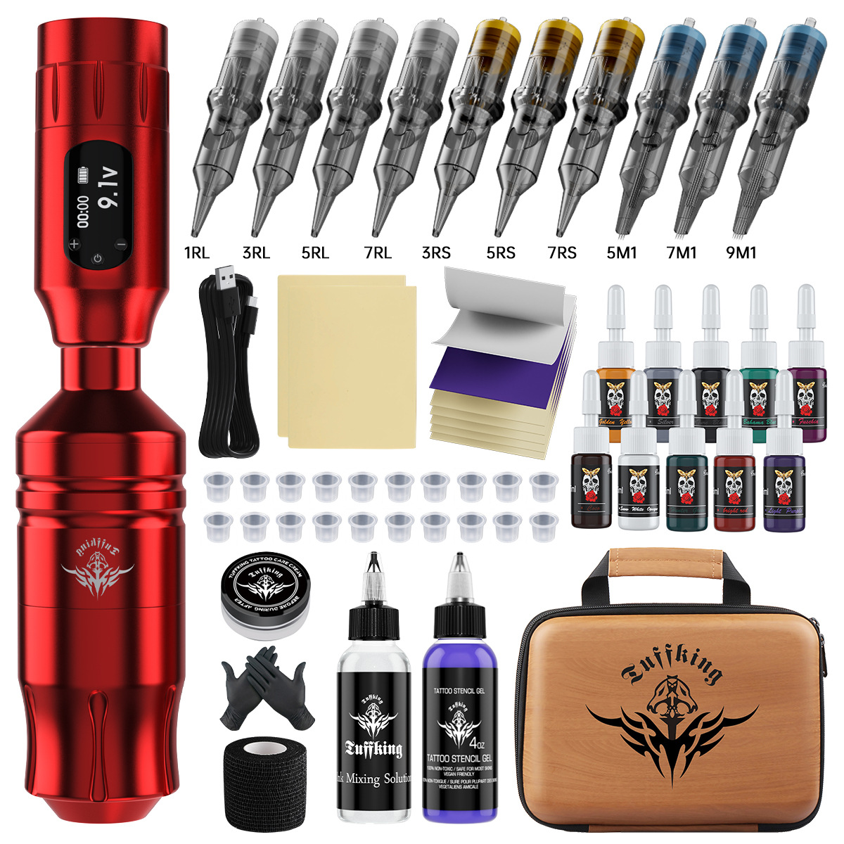 Tuffking máquina de tatuaje tatuaje inalámbrico lápiz corto tatuaje lápiz lápiz con pantalla tatuaje fuente de alimentación transfronteriza