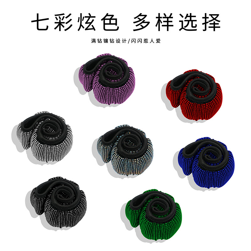 Cubierta de la rueda de dirección del coche con diamante verano elástico no caucho anillo belleza diamante perforación caliente coche interior transfronteriza cubierta de la manija de la venta caliente