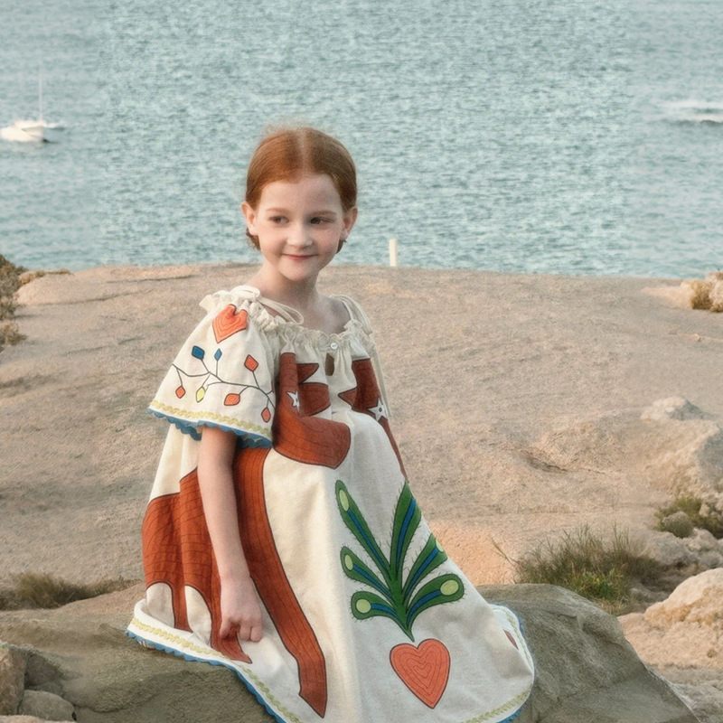 Girls' Dress Children's Short-Sleeve Summer Dress 2025 New Super Pretty Long Dress Pattern Over-The-Knee Casual Thin