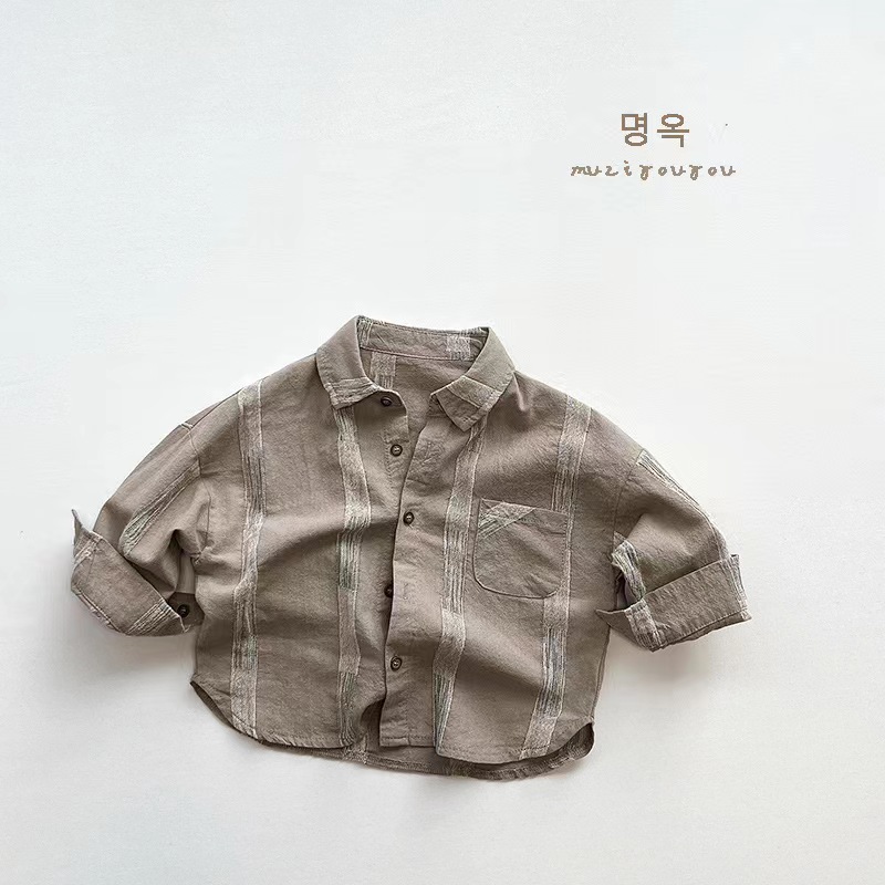 Camisa de manga larga para niños 2023 primavera y otoño camisa a cuadros casual para niños nuevos solapa moda bebé camisa de fondo moda