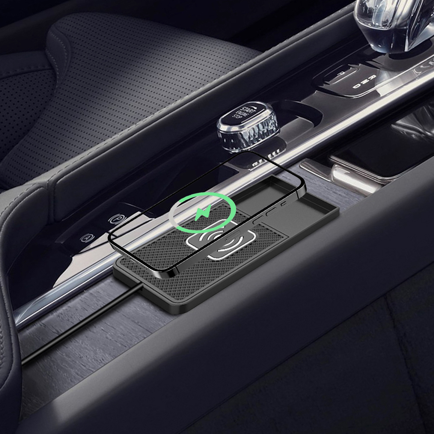 Car Wireless Charging Pad 15W Mobile Phone Wireless Charger with Step Design for Car Use, New and Suitable for Apple 17