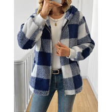 K 51288 Plaid plush cardigan ����ë�q�_���羳���uͨ���R