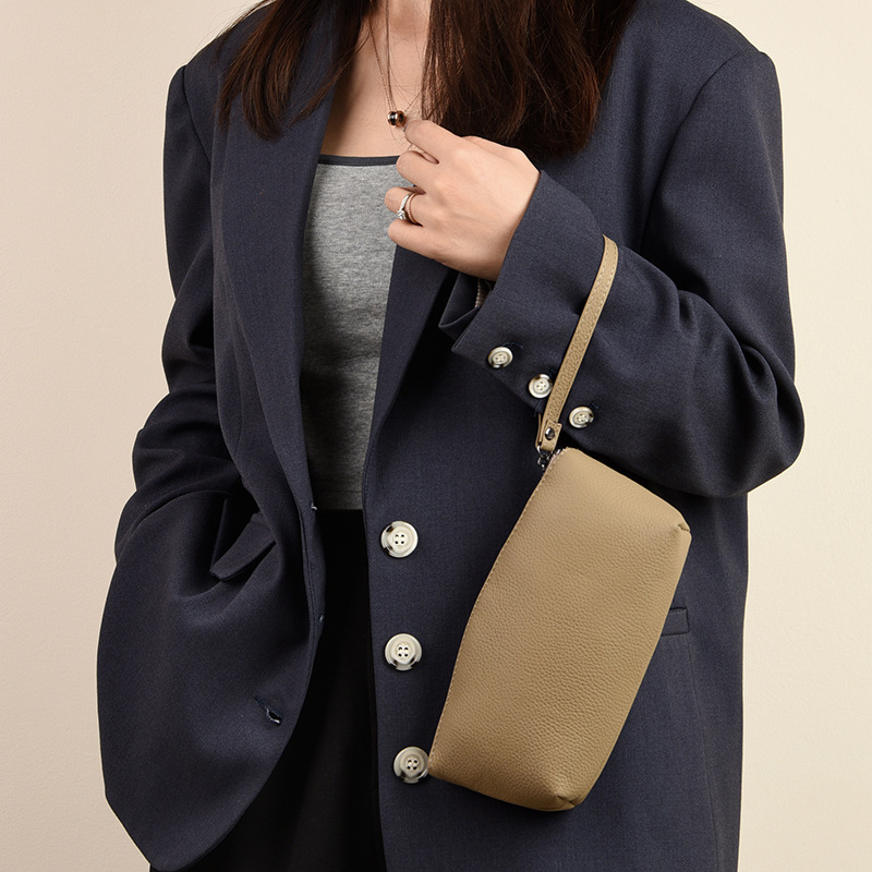 Top Layer Cowhide Pure Cowhide Large Capacity Coin Purse Women's Simple Genuine Leather Hand Wallet for Mobile Phone Large Bills Clutch Bag