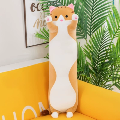 pillow long Cat plush toy: Oyuncaq yastıqlar - brown-50cm