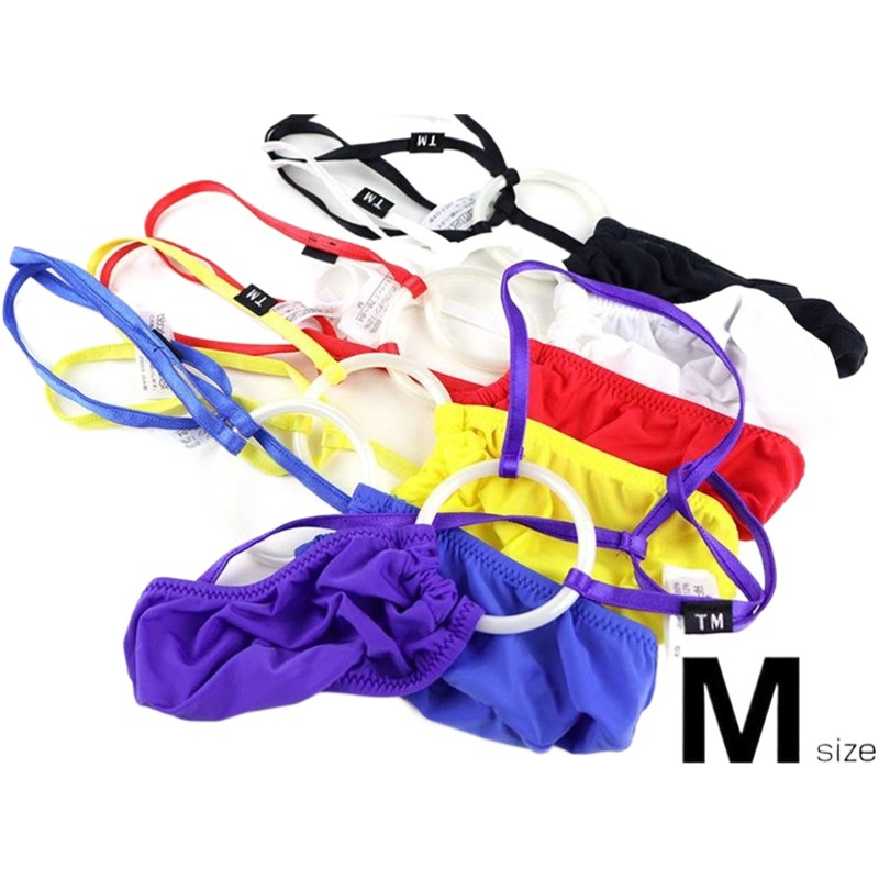 Tanga de los hombres cintura delgada en forma de O JJ conjunto de plástico círculo grande ropa interior de los hombres sexy de alta elástico de seda de hielo de los hombres T Pantalones