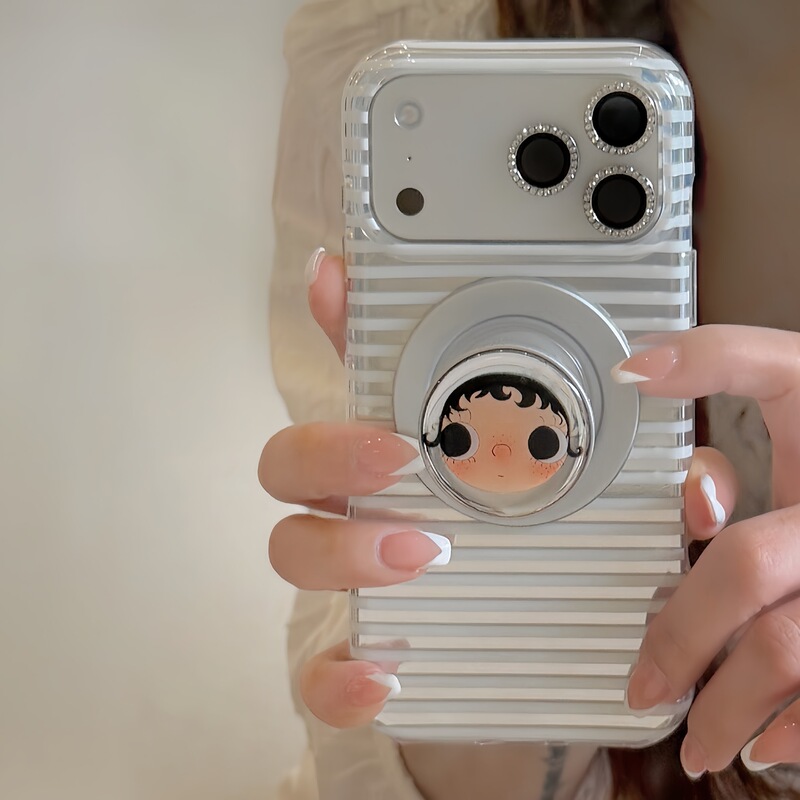 Korean-Style Silver Stripe Small Jade Magnetic Stand Suitable for Apple 17 Pro Max Phone Case iPhone 16 New Model 15 for Women Korean-Style Silver Stripe Small Jade Magnetic Stand Suitable for Apple 17 Pro Max Phone Case iPhone 16 New Model 15 for Women